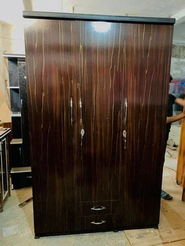 Three Door Brown Wooden Wardrobe With Locker At Rs Piece In