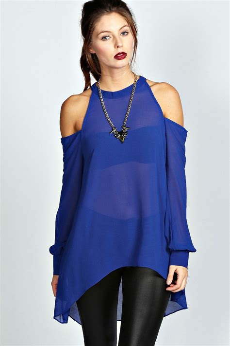 Royal Blue Cold Shoulders Top Saad Ibrahim