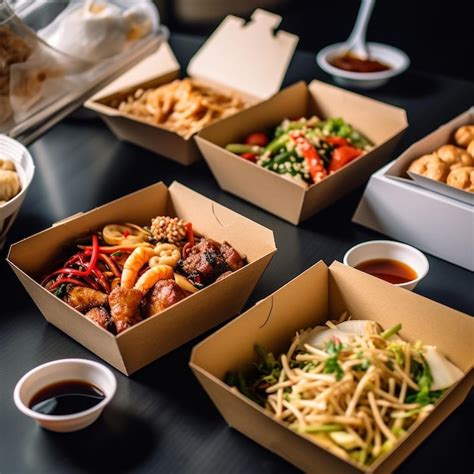 Premium AI Image Chinese Take Away Boxes Food Generative AI