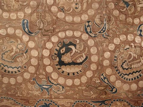 Textile With Boars Head Roundels Iran Afghanistan Or China