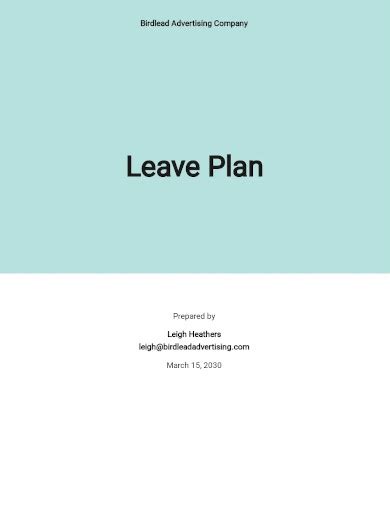 FREE 10 Leave Plan Samples Sick Parental Personal