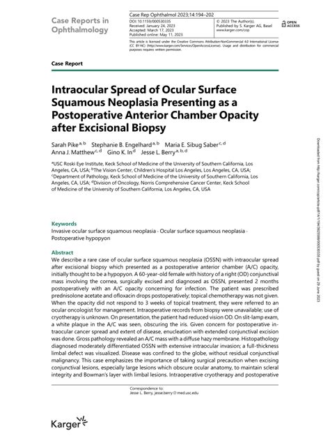 Pdf Intraocular Spread Of Ocular Surface Squamous Neoplasia