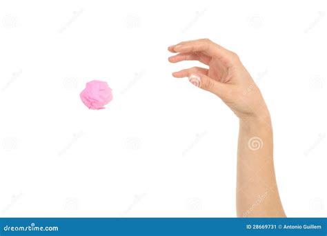 Woman Hand Throwing A Paper Stock Image Image Of Throw Creased 28669731