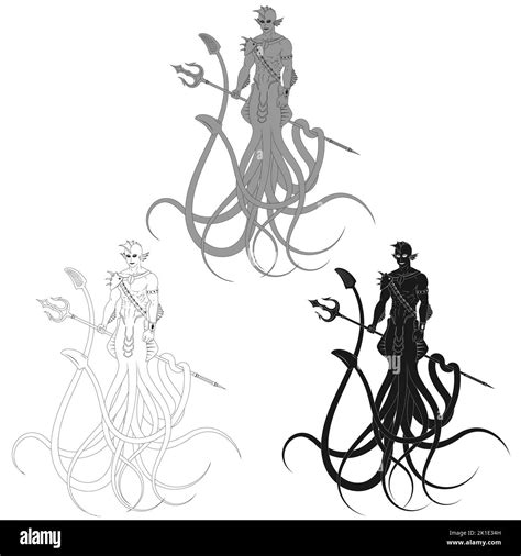 Half Man Half Squid Creature Vector Design Fantasy Creature With