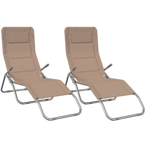 Chaises longues pliables lot de 2 taupe textilène et acier vidaXL