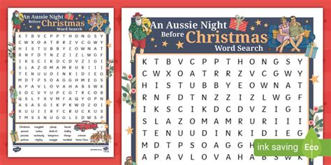 An Aussie Night Before Christmas Word Search (teacher made)