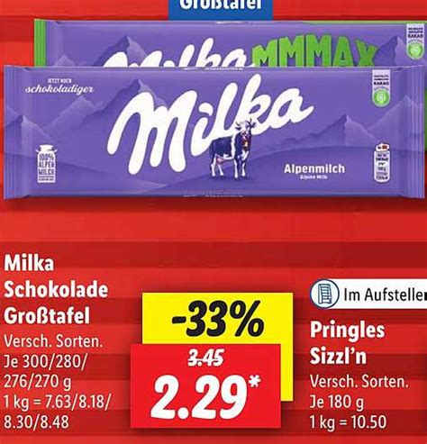 Milka Schokolade Großtafel Oder Pringles Sizzl n Angebot bei Lidl