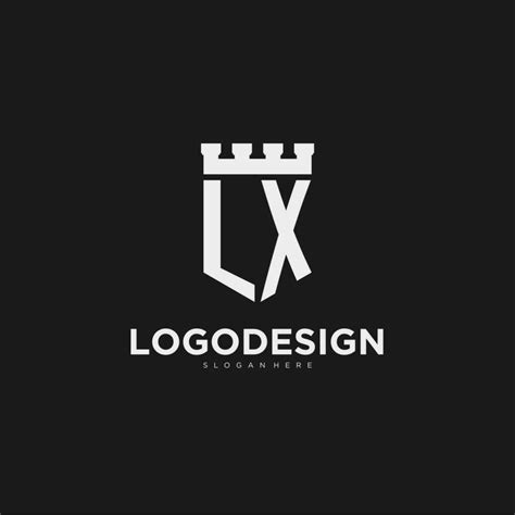 Initials LX Logo Monogram With Shield And Fortress Design 27934183