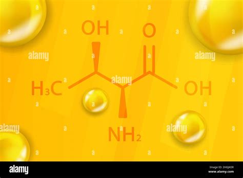 Threonine chemical formula. Threonine 3D Realistic chemical molecular ...