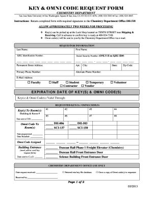 Fillable Online Sjsu Key And Omni Code Request Form Doc San Jose