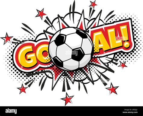 Goal Football Comic Icon Soccer Ball And Explosion Text Speech Bubble