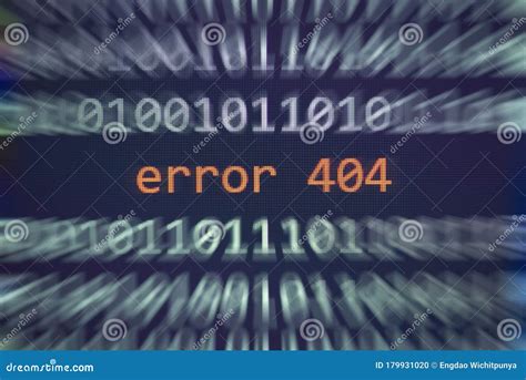 Error 404 Message On Display Screen Technology Binary Code Number Data Alert Computer Network