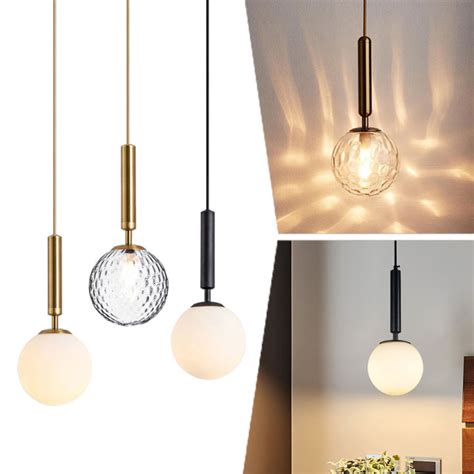 Modern Glass Ball Led Pendant Lamp Fixtures Bedside Gold Indoor Kitchen