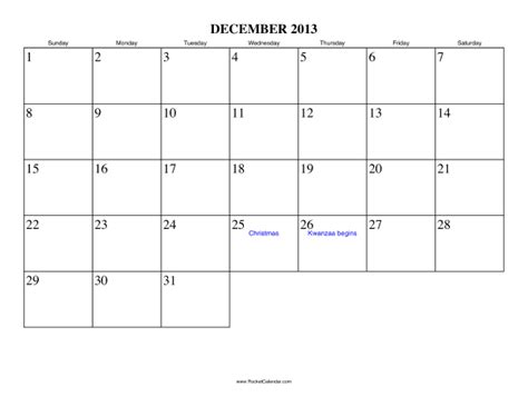 december  calendar