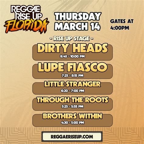 Florida Schedule Reggae Rise Up