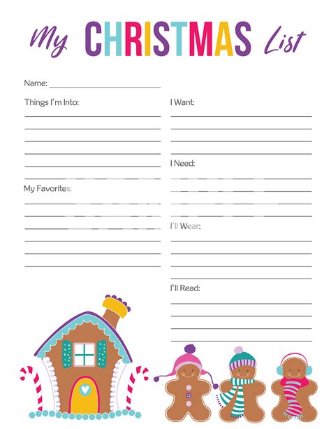 Free Printables Christmas List