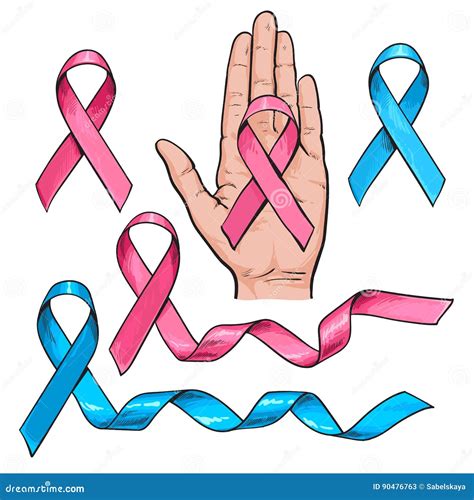 Sistema De La Cinta Rosada Y Azul S Mbolo De La Conciencia Del C Ncer