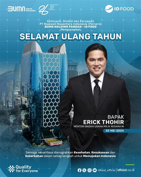 Selamat Ulang Tahun Bapak Erick Thohir Erickthohir Semoga Bapak