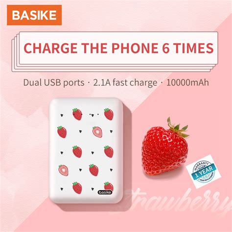 BASIKE PT605 Cute Powerbank Dual USB LED 10000 MAh Power Bank Original