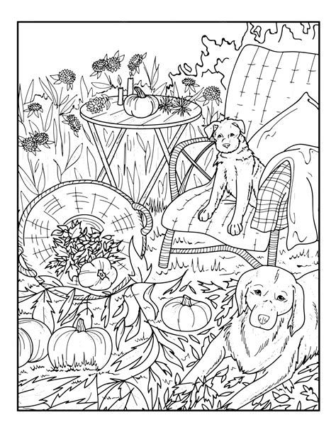 Premium Vector Autumn Scenes Coloring Pages For Adults Kdp Coloring Page