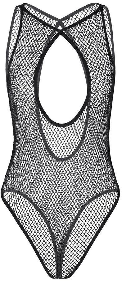 Choomomo Women S Sexy Lingerie Transparent Cutout Plunge Fishnet Bodysuit Chemise Leotards Black