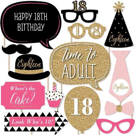 Chic 18th Birthday Pink Black And Gold Birthday Party Photo Booth