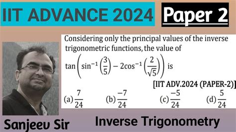 IIT JEE Advanced PYQ Inverse Trigonometry 2024 Paper 2 YouTube