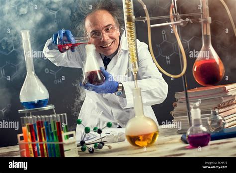 chemistry experiment performed by a crazy scientist Stock Photo - Alamy