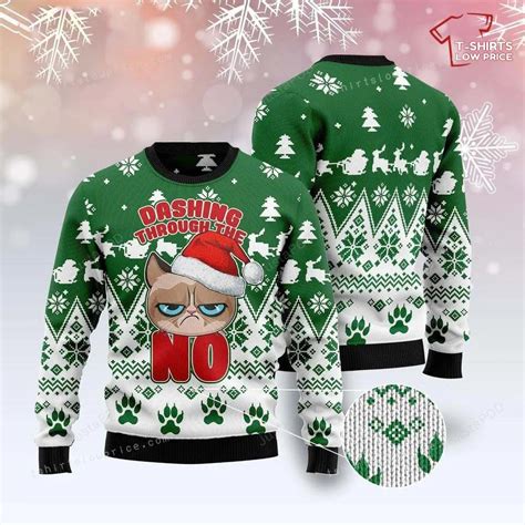 Grumpy Cat Dashing Through Christmas Ugly Christmas Sweater - T-shirts ...