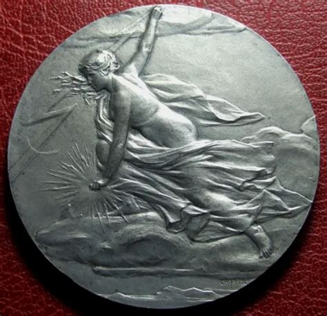 Art Deco Naked Woman With Thunderbolt Silver Plated Medal By Charles