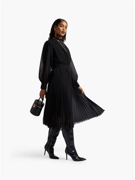 Pleated Fit And Flare Midi Dress