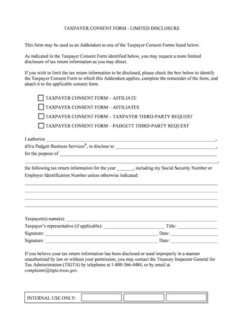 Fillable Online Form 4 Taxpayer Consent Form Padgett Business