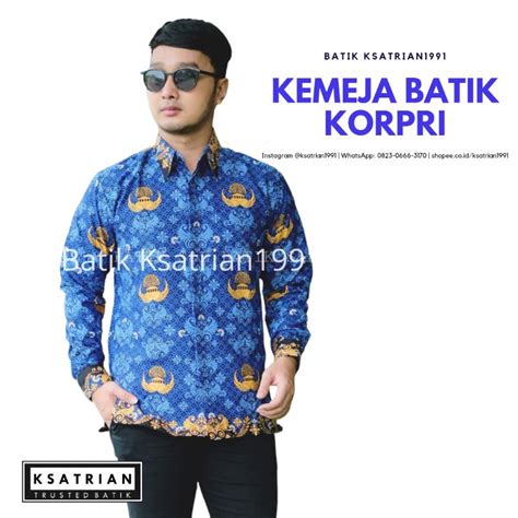 Jual Kemeja Batik Korpri Seragam Resmi Asn Kerah Motif Hitam Seragam