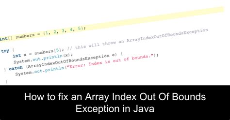 How To Fix An Array Index Out Of Bounds Exception In Java