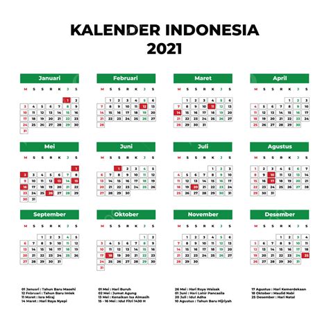 Download Kalender 2021 Indonesia Pdf Lengkap Dengan Hari Libur Nasional Images