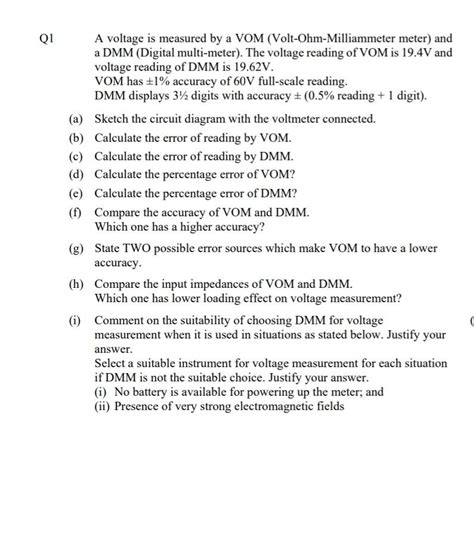 Solved Q1 A Voltage Is Measured By A VOM Chegg