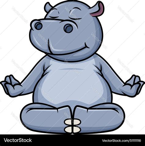 Hippo Character Meditating Cartoon Clip Art Vector Image