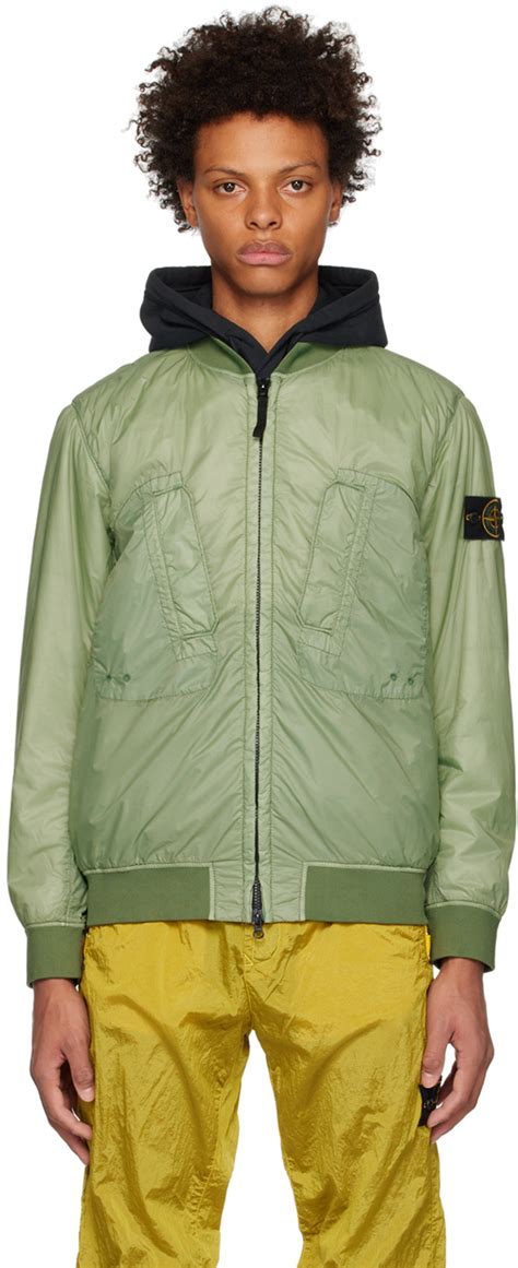 Stone Island Blouson Aviateur Pliable Vert Ssense France