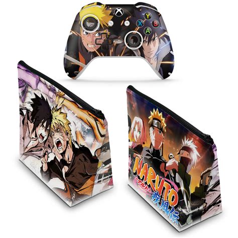 KIT Capa Case E Skin Xbox One Slim X Controle Naruto Pop Arte Skins