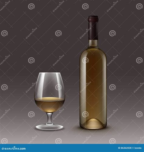 Vector Set Of Wine Bottles And Glasses On Background Stock Vector Illustration Of Realistic