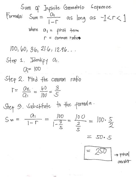 [solved] If The First 5 Terms Of An Infinite Geometric Sequence Are 100 60 Course Hero