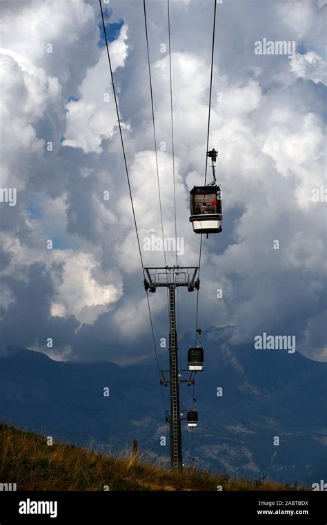 French Alps Mont Blanc Massif Gondola Cable Car Saint Gervais