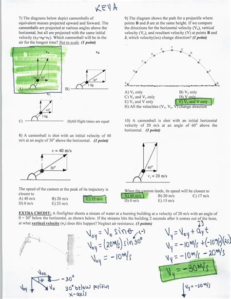 Projectile Motion Quiz With Answers