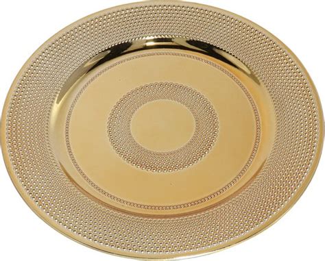 Kerst Onderborden D33 Cm Goud Set 2x Stuks Rond Kunststof Bol