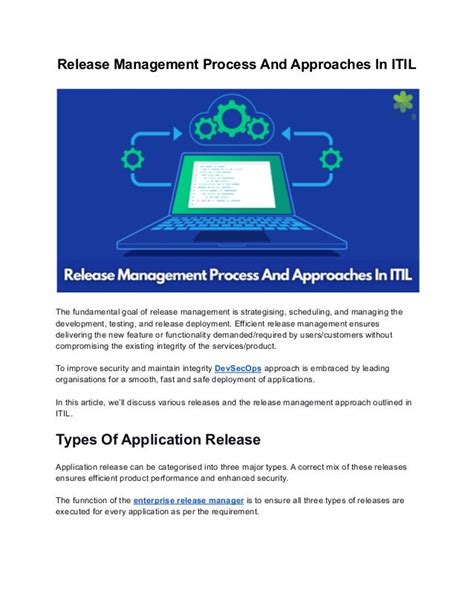 Release Management Process And Approaches In Itil Pdf