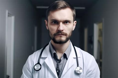 Premium AI Image Portrait Of A Serious Male Doctor With Stethoscope