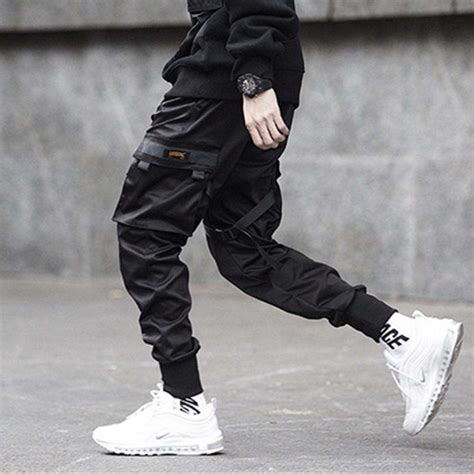 Calça Jogger Masculina Preta Cargo Techwear Elástica Tendência Cores