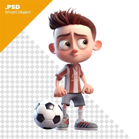 Renderiza O D De Um Menino Bola De Futebol Isolada No Modelo Psd