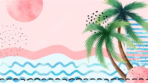 Pink Water Abstract Palm Tree Summer Nature Powerpoint Background For