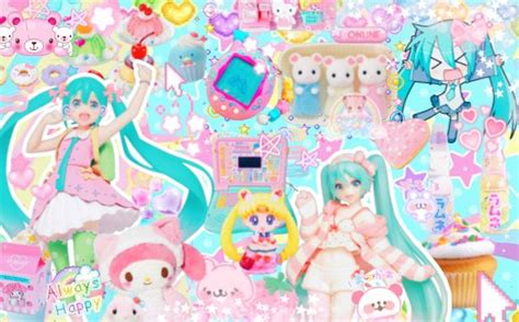 An Image Of A Girl Surrounded By Many Stickers And Decorations On A